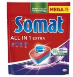 Tabletes trauku mazgāšanas automātiem SOMAT All in 1 Extra, 75gab